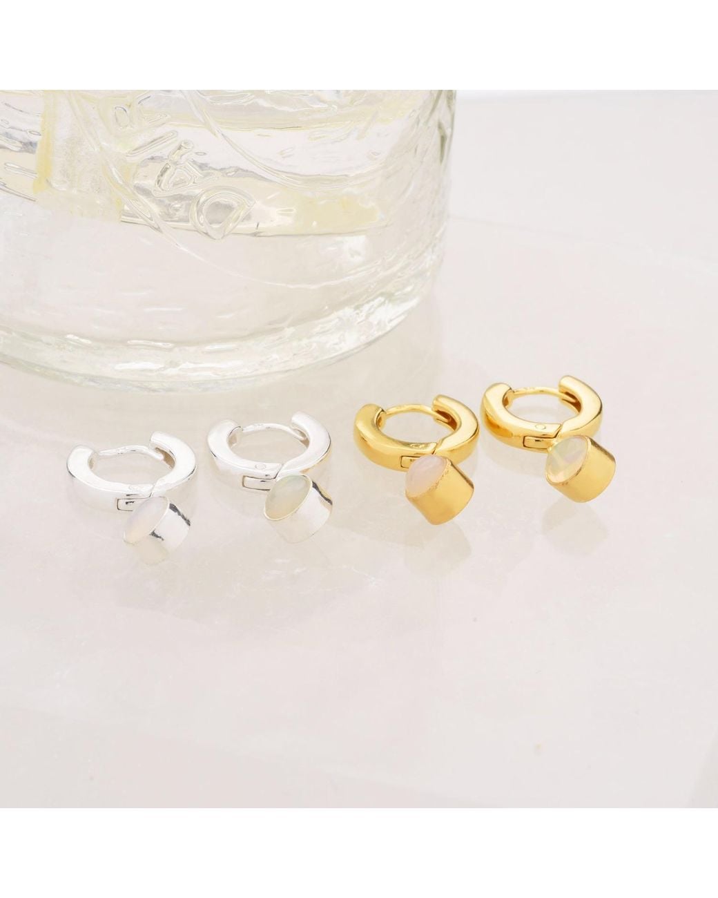 Nellou Jewellery Multicolor Gem Hoop October Birthstone Earrings Sterling