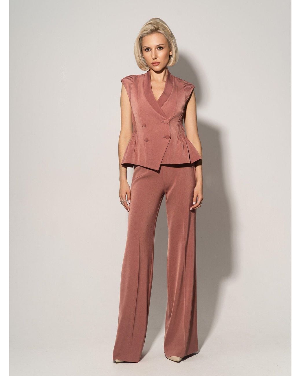 Tia Dorraine Pink Flared Trousers With Adjustable Waist