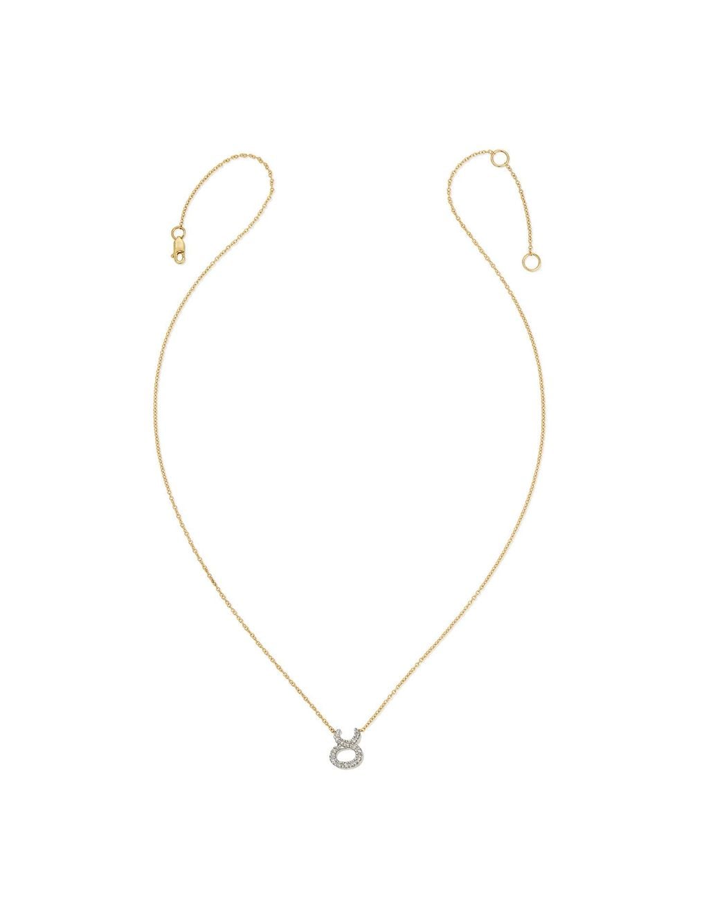 Heather Hawkins Jewelry Metallic Horoscope Zodiac Taurus Bull Symbol Fine Diamond Fourteen Karat Necklace