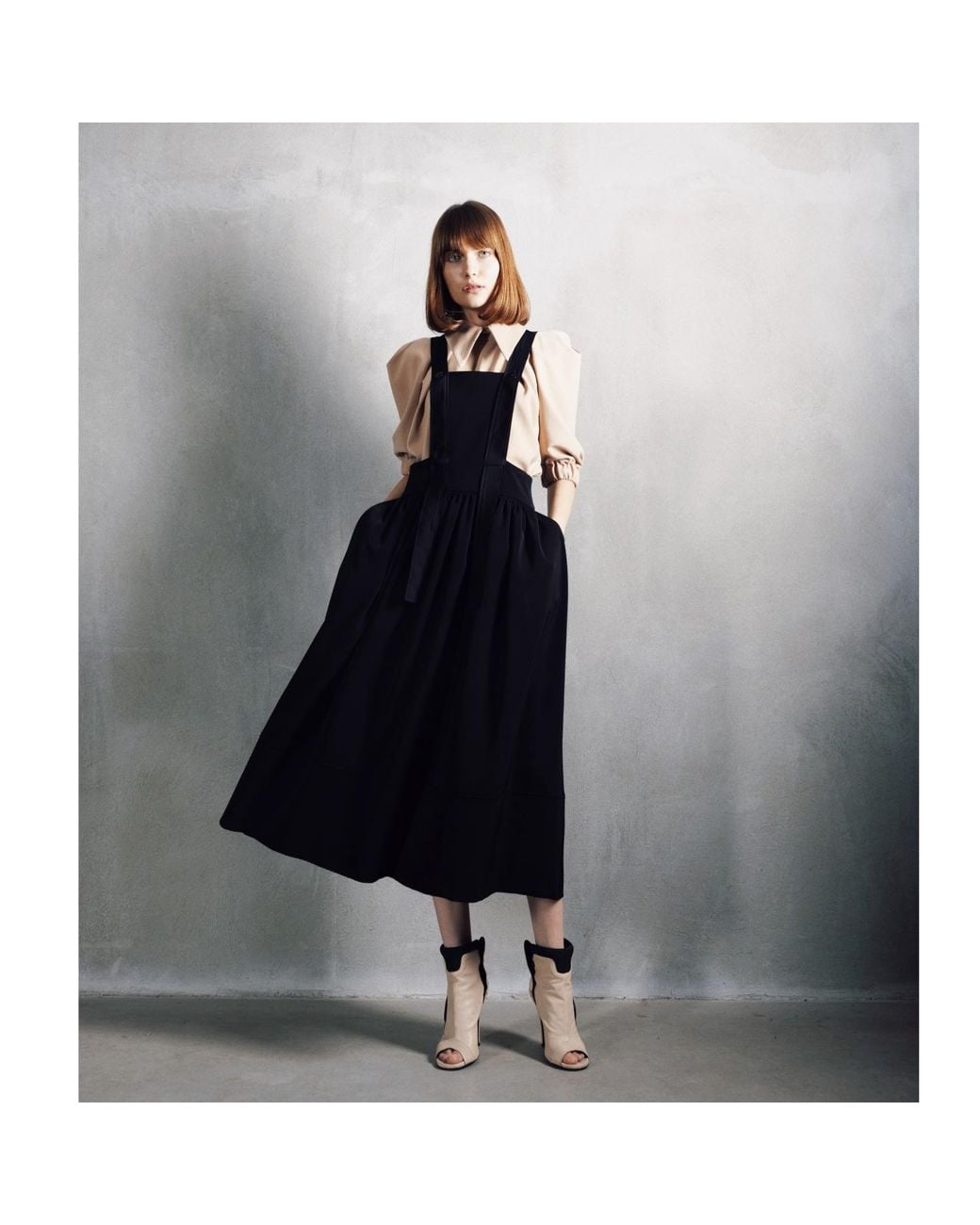 Julia Allert Black Midi Apron Dress With Adjustable Straps