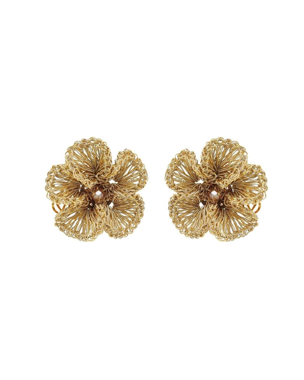 Lavish by Tricia Milaneze Metallic Neutrals Vintage Plumeria Post Handmade Earrings
