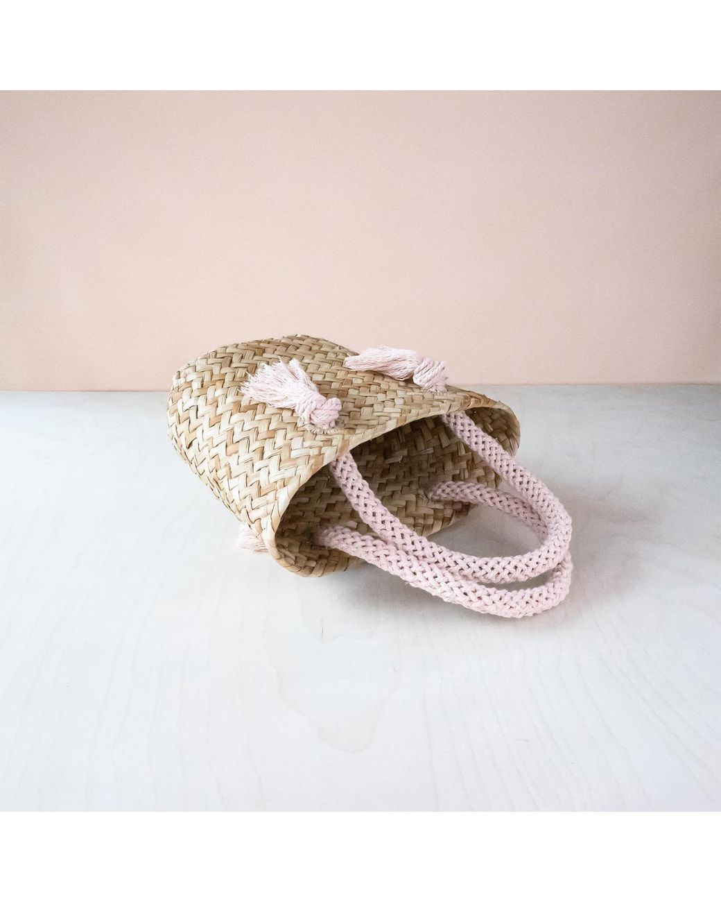 LIKHÂ White Dusty Rose Small Classic Tote Bag With Braided Handles