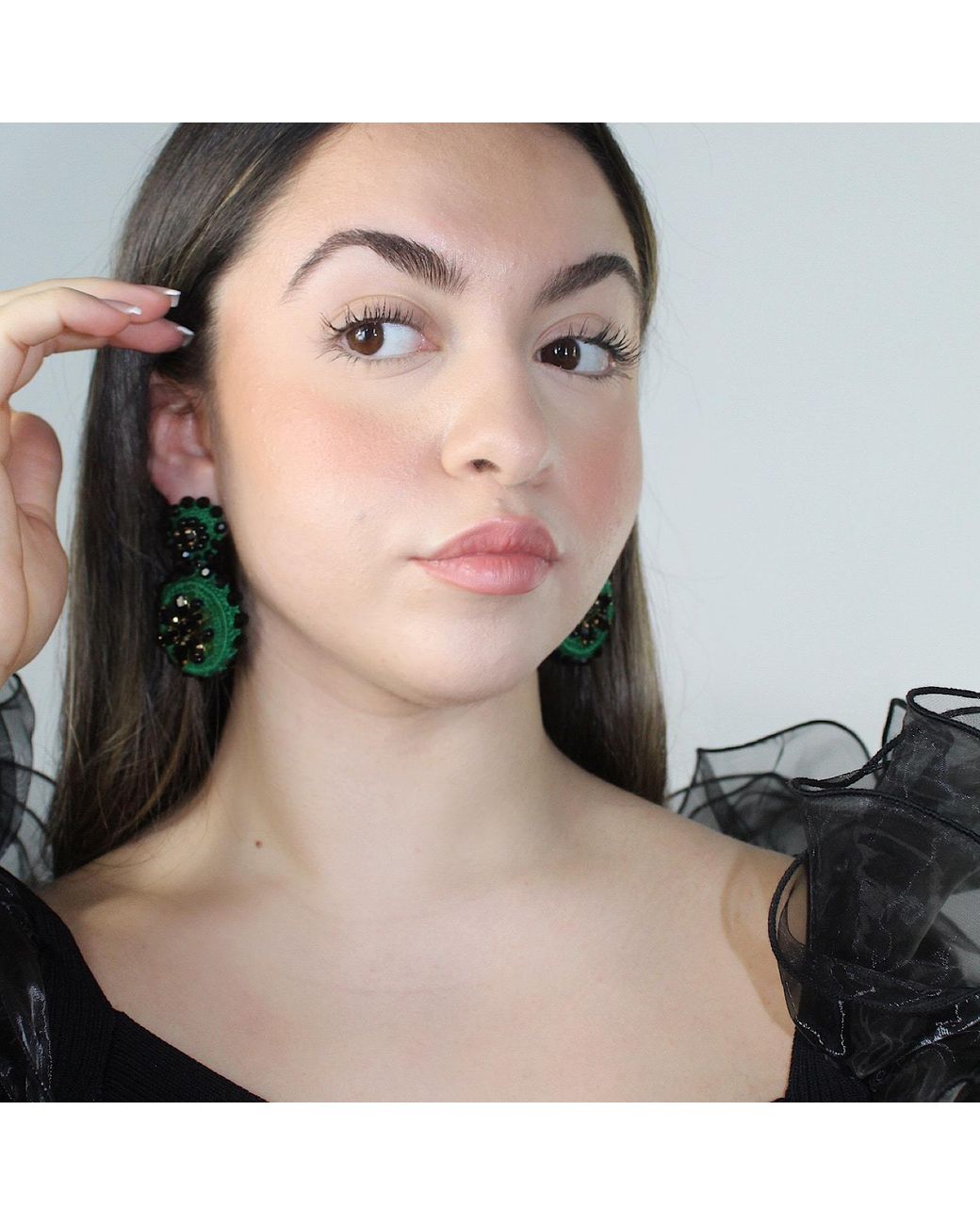 PINAR OZEVLAT Green Flower Drop Emerald