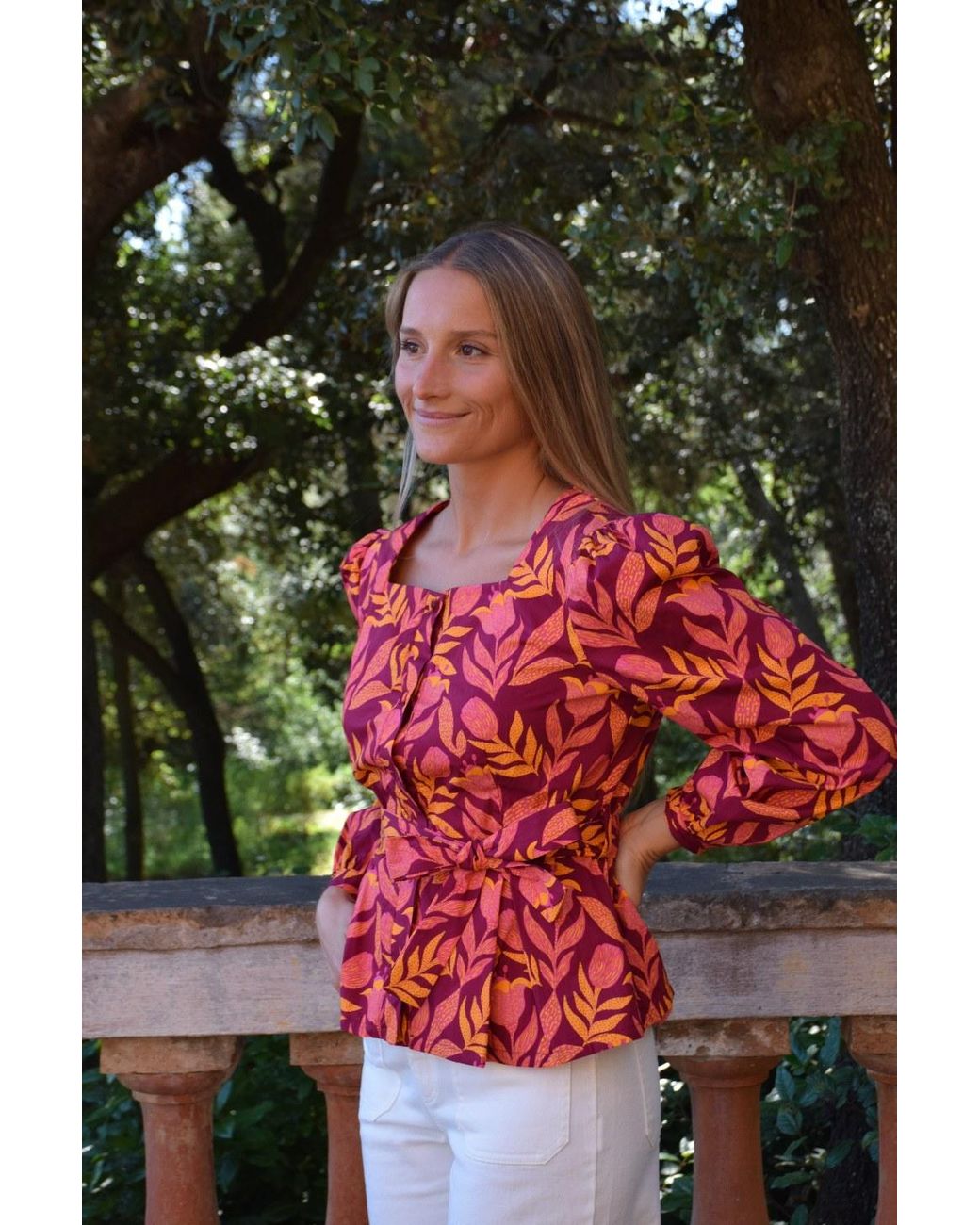 Mind Traveler Red Beth Burgundy Floral Blouse