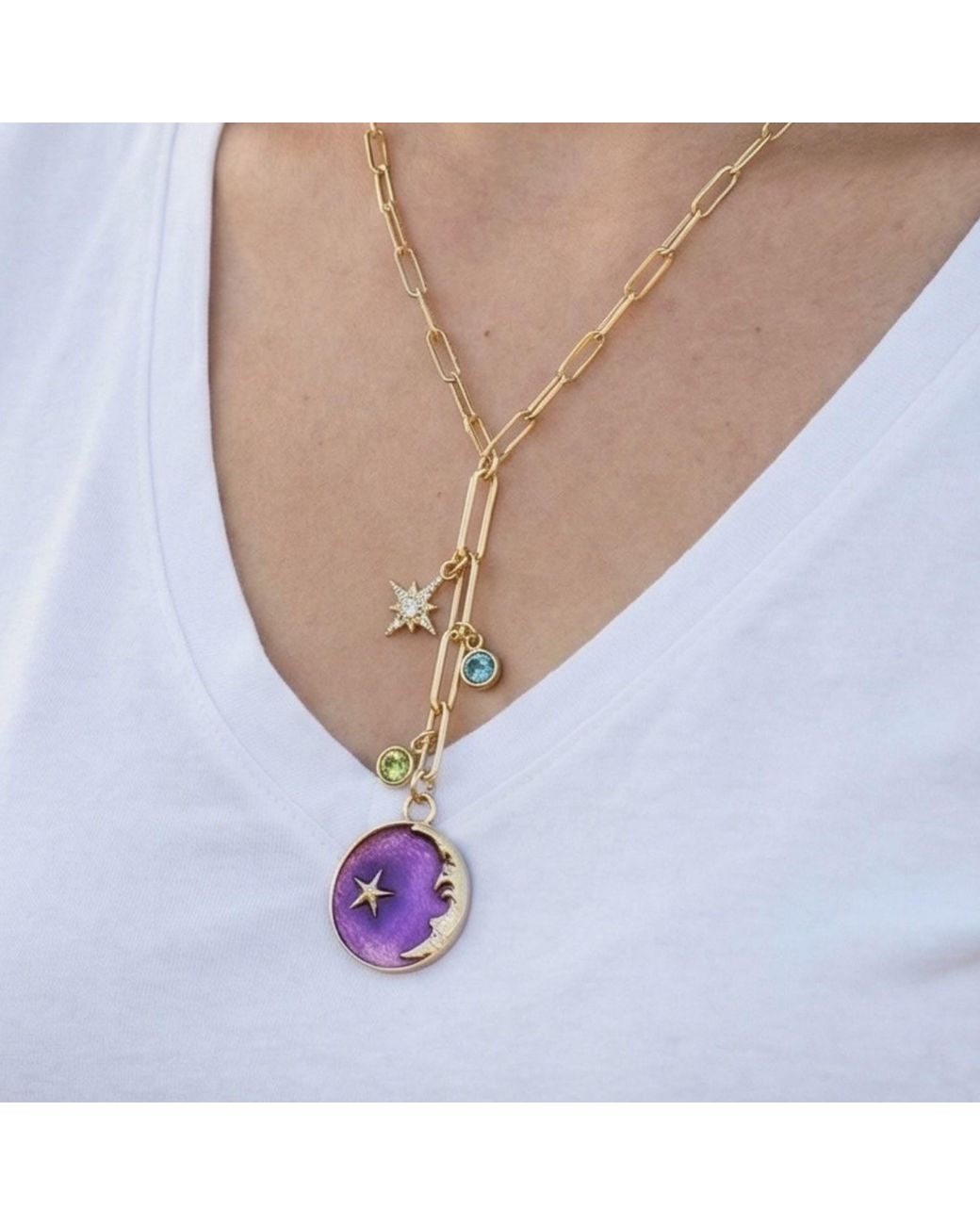 Vicky&Nico Purple Crescent Necklace