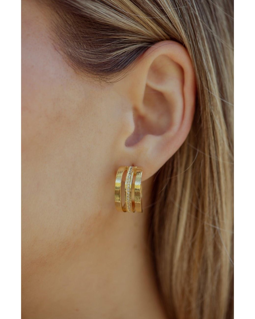 Marcia Moran Metallic Cubic Zirconia Hoop Earrings
