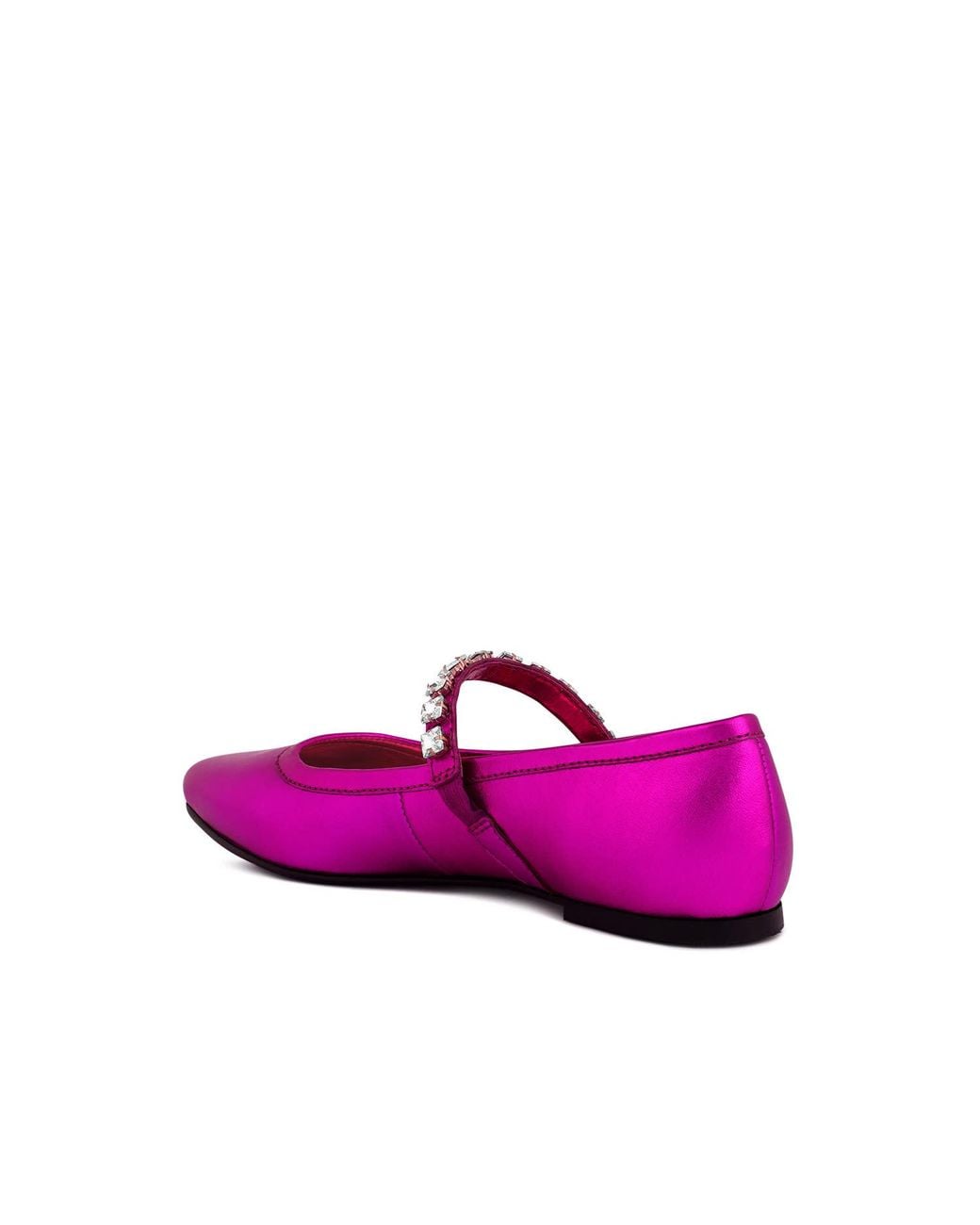 Rag & Co Purple Alverno Metallic Diamante Mary Jane Leather Flats