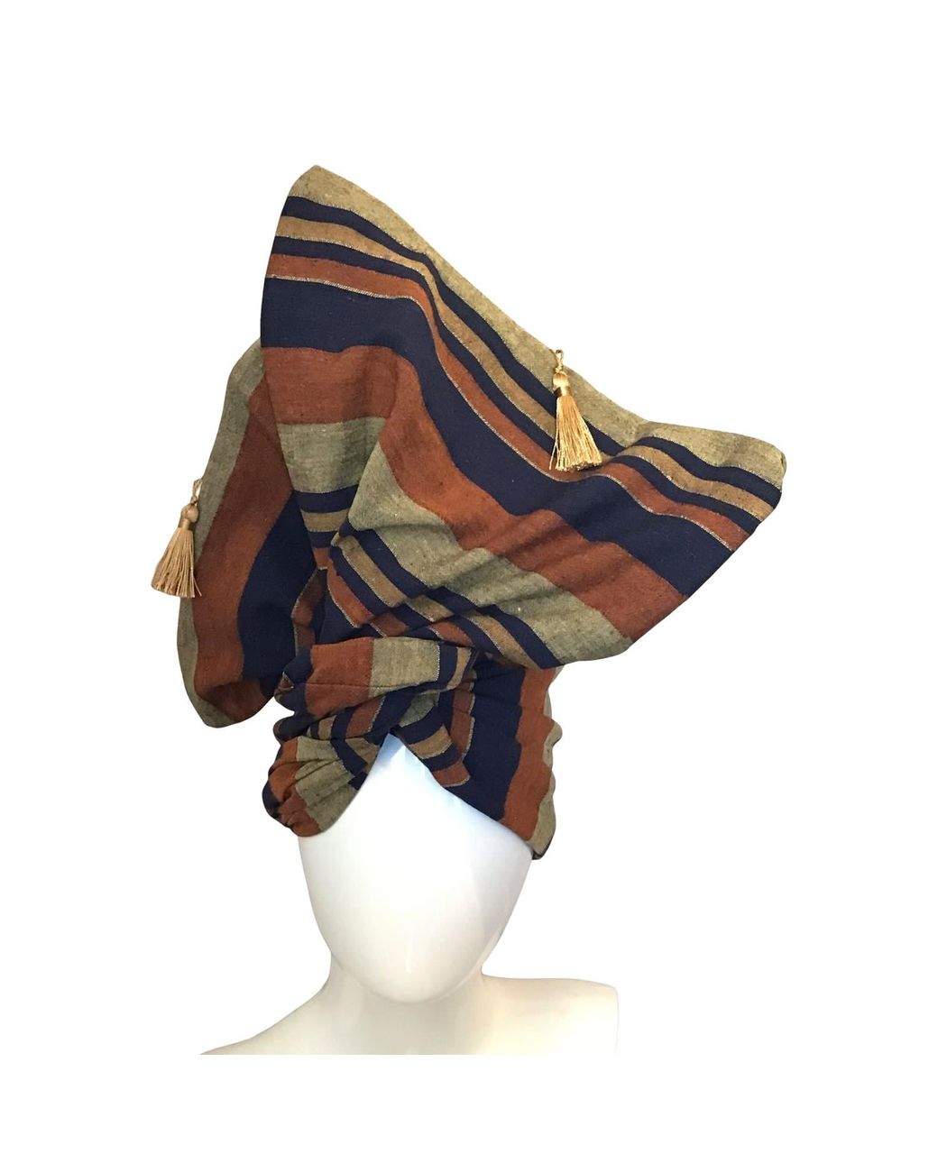 Romer Millinery Blue Neutrals Twisturban Turban