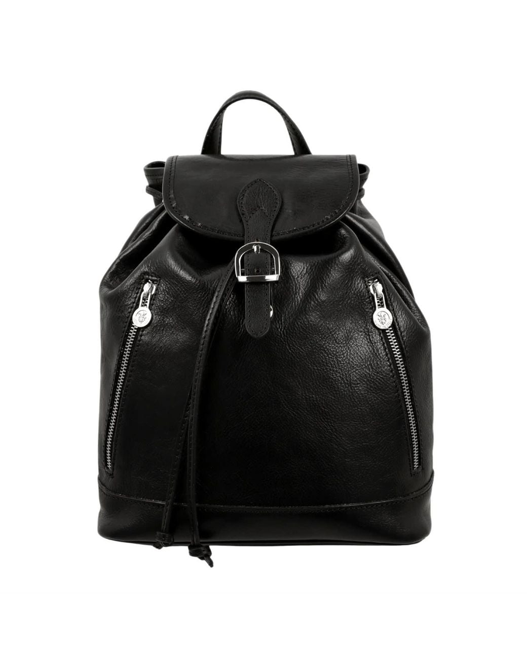 Time Resistance Black Leather Backpack For