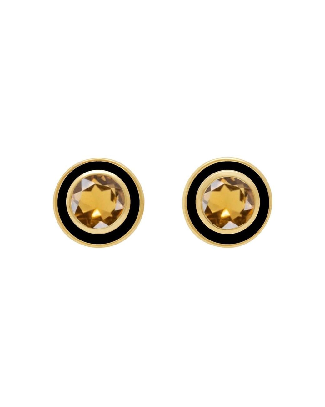 Augustine Jewels Metallic Citrine And Enamel Stud Earrings