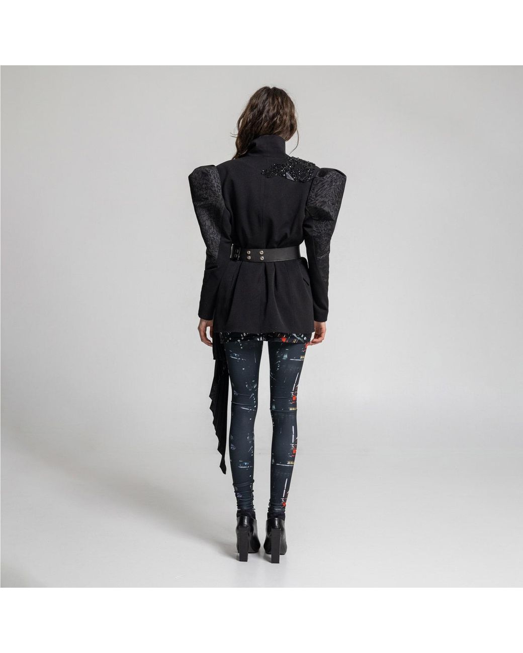ARTISTA Black Sissy Embellished Puffy Sleeve Jacket