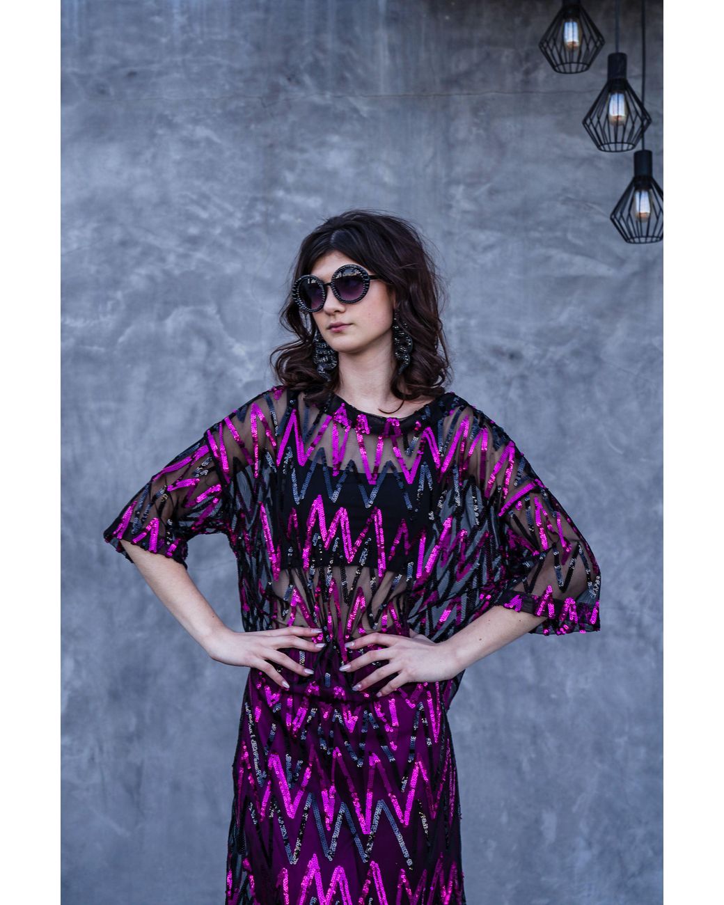 Jennafer Grace Black Studio Shimmer Side Split Tunic