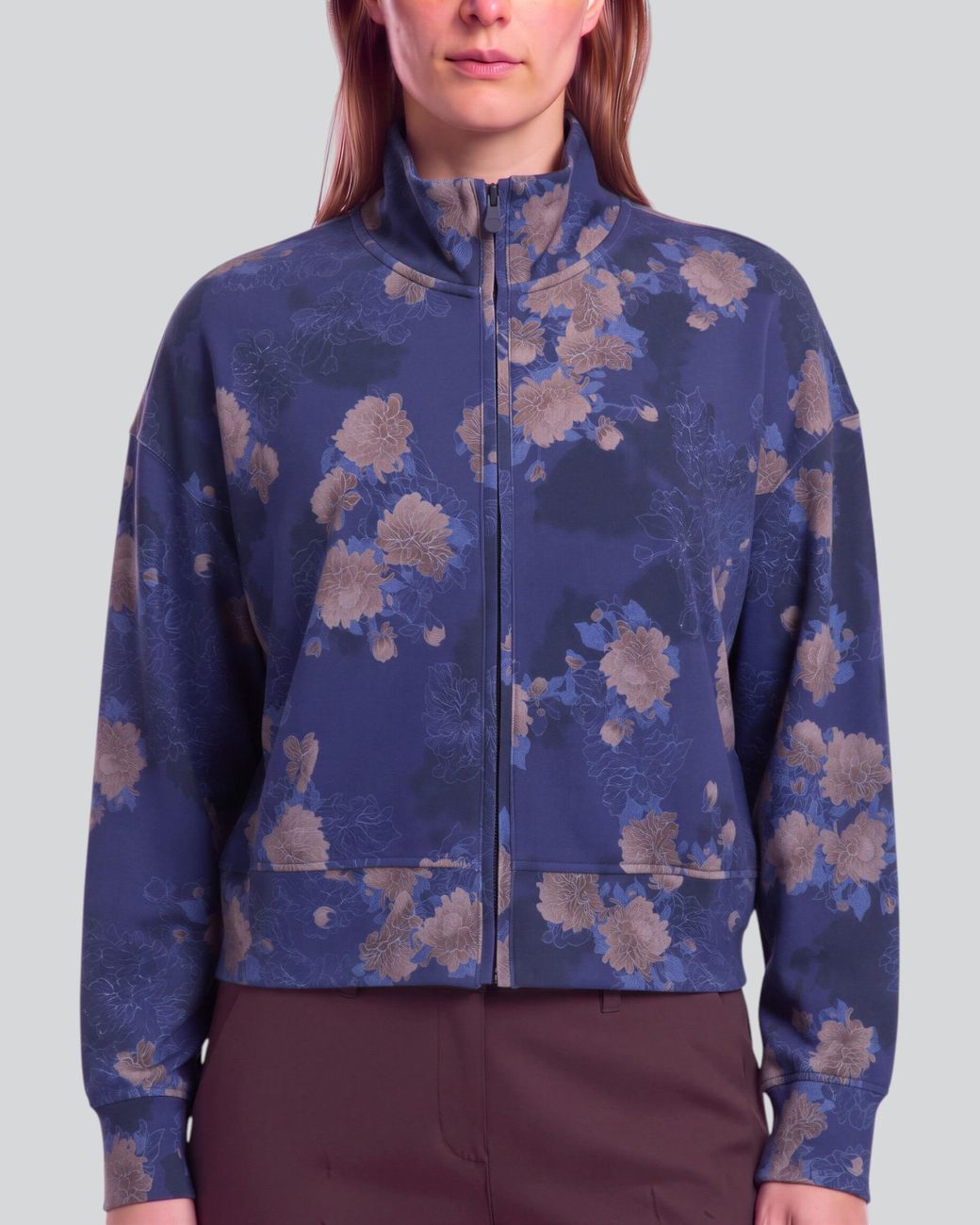 Lords of Harlech Blue Judy Lans Floral Stretch Knit Jacket