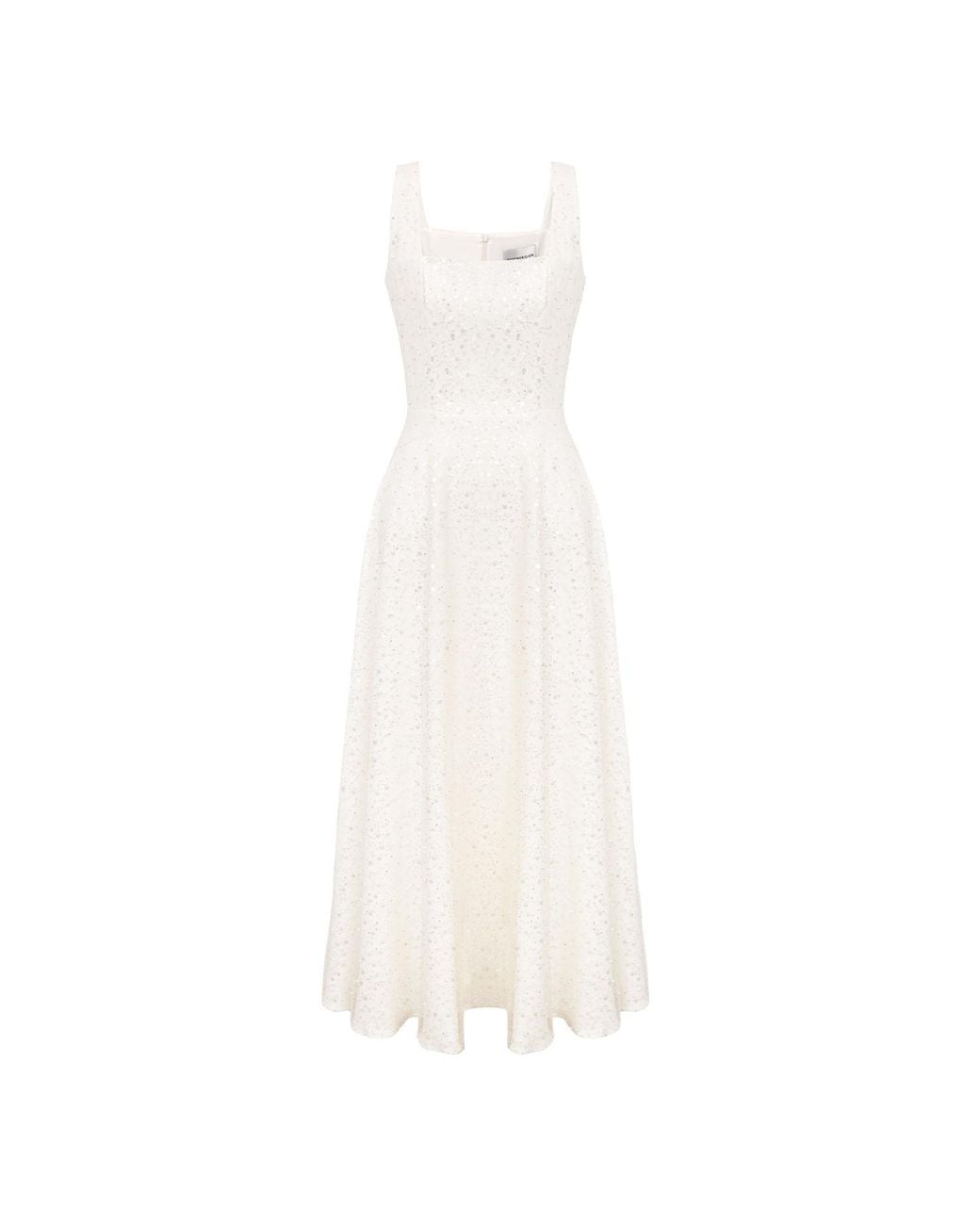 POST MERIDIEM White Midi Dress Embroidered With Sequins And Beads
