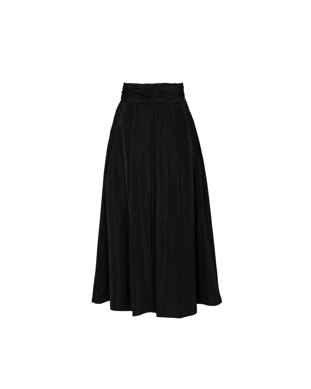 The Extreme Collection Black Midi Skirt Taffeta With Waist Tie