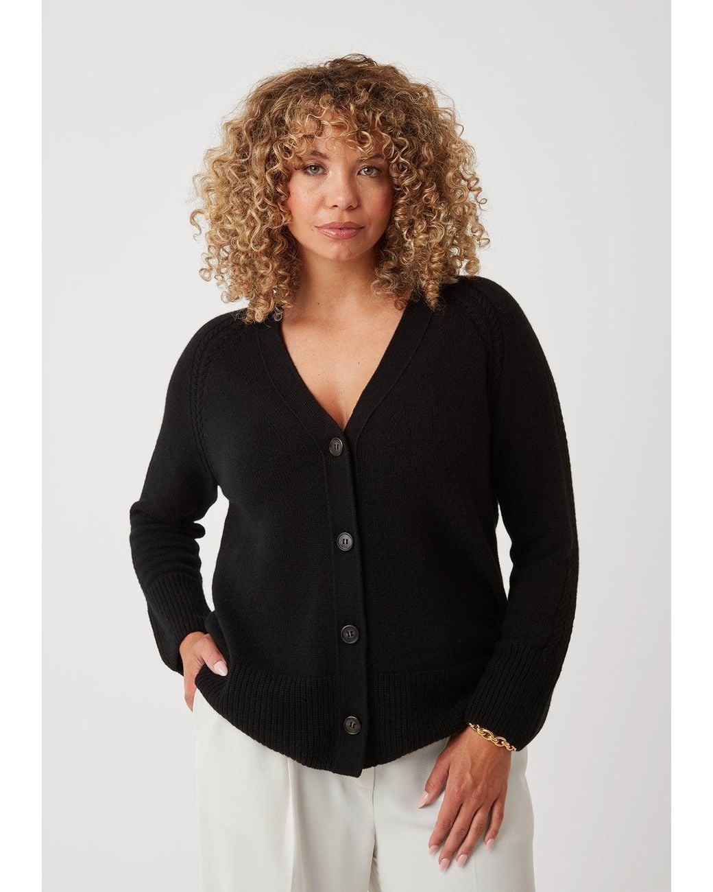 Loop Cashmere Black The Luxe Boyfriend Cardigan