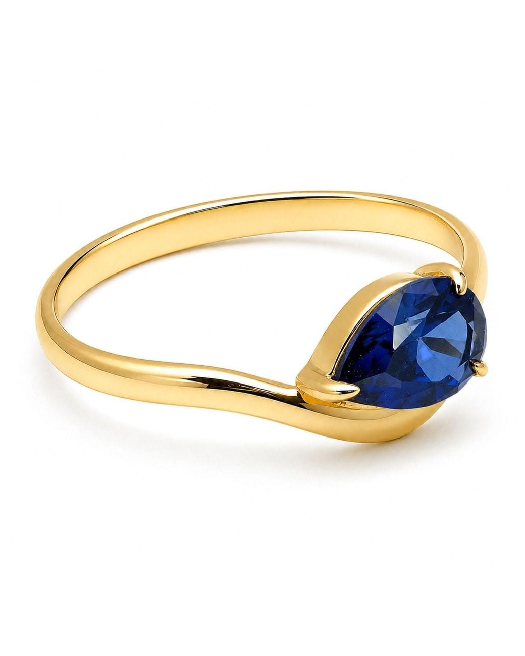Belinda Jewelz Blue Sapphire Wavy Solitair Birthstone Ring