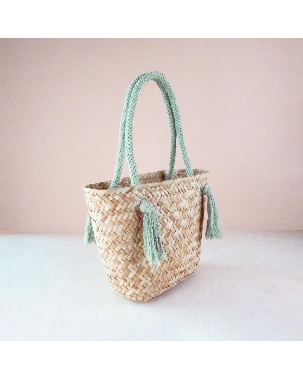 LIKHÂ Green Sage Large Classic Tote Bag With Braided Handles