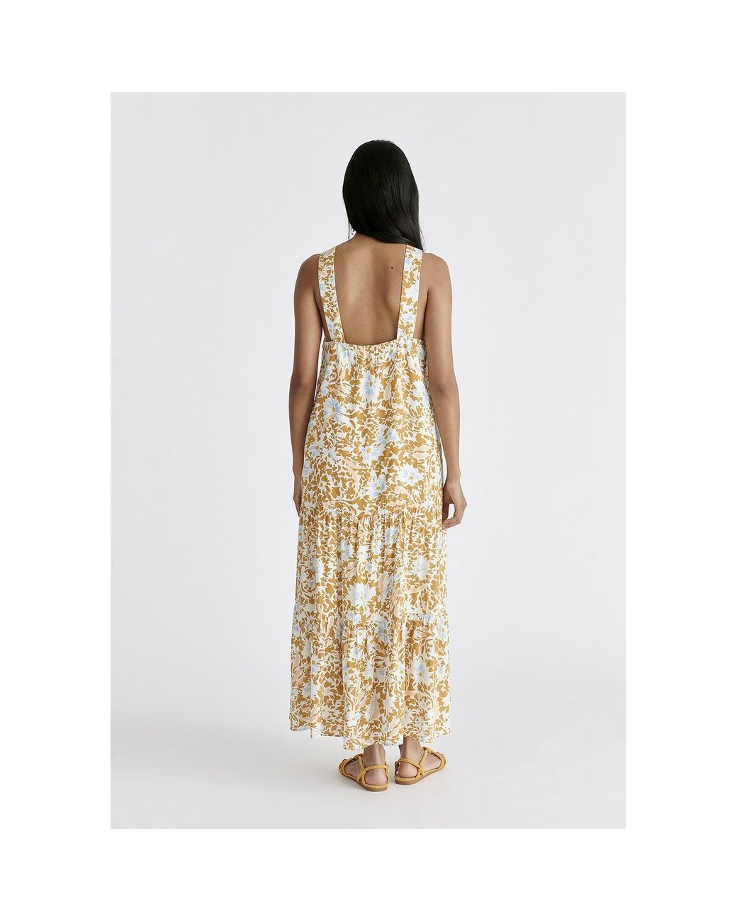 Paisie Metallic Tiered Halterneck Maxi Dress
