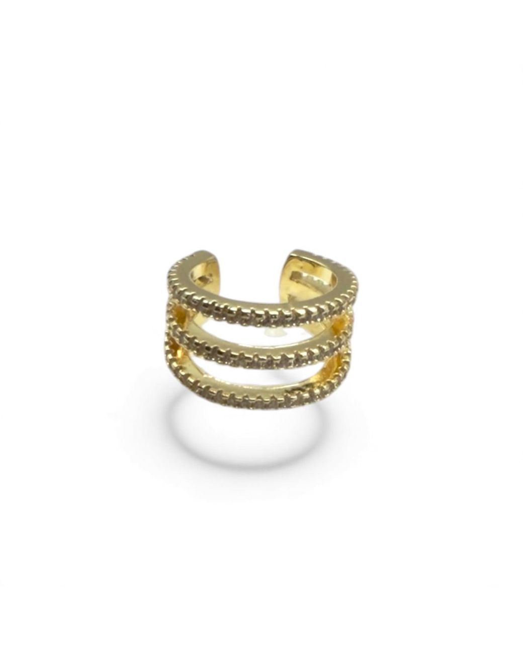 Jagged Halo Jewelry Metallic Triple Pave Ear Cuff