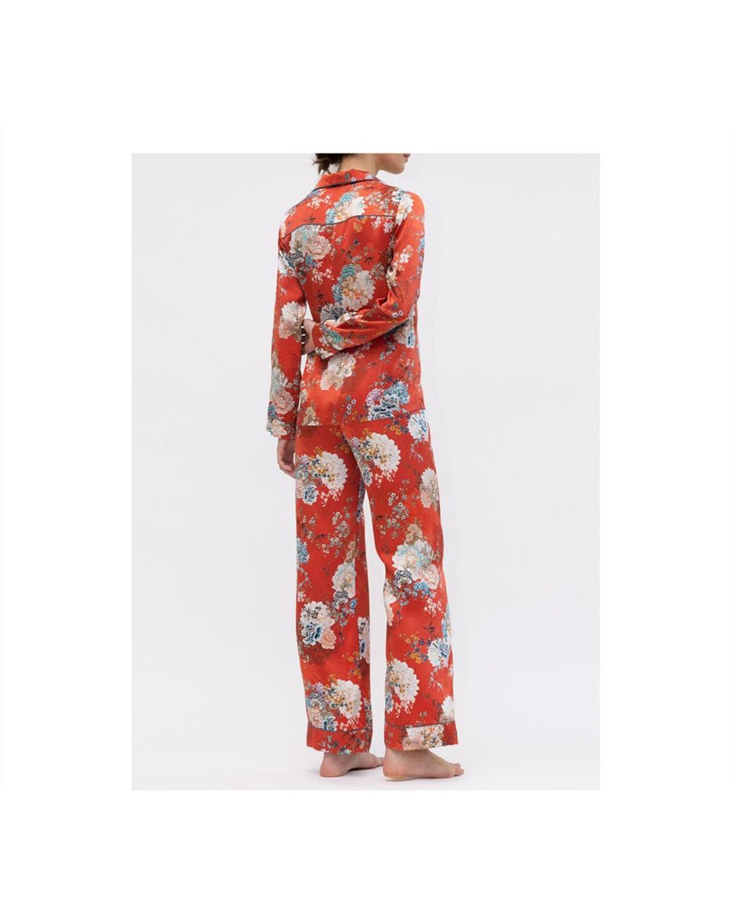 Meng Red Silk Satin Pyjama Set