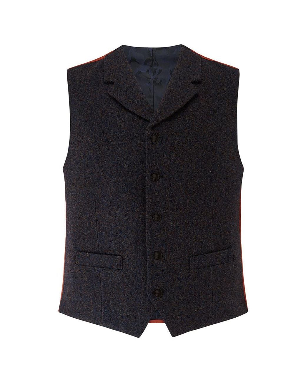 Guards London Black Sherwood Tweed Wool Waistcoat for men