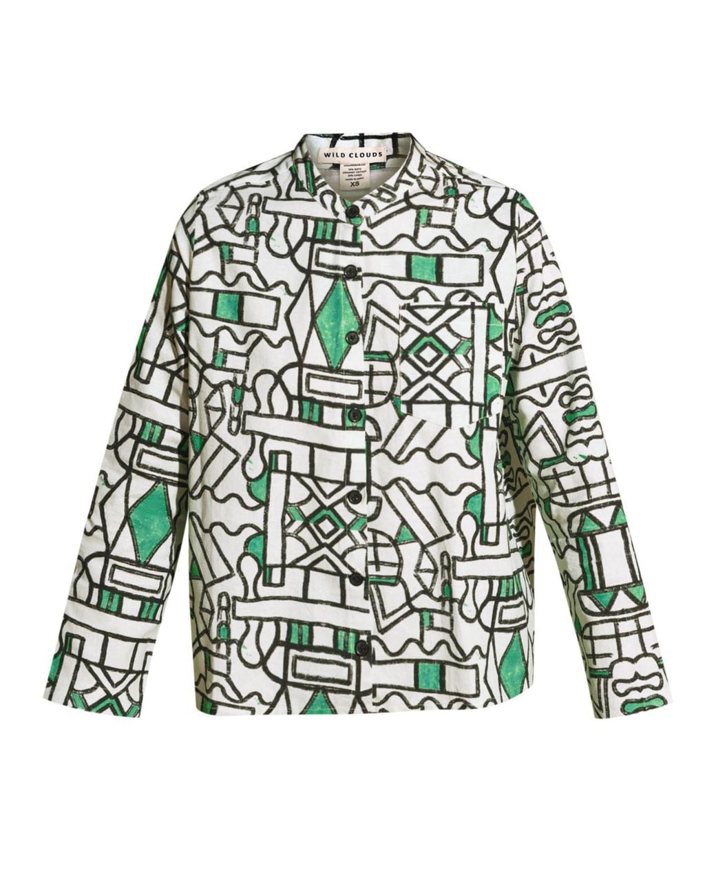Wild Clouds Green Organic Cotton & Linen Shirt