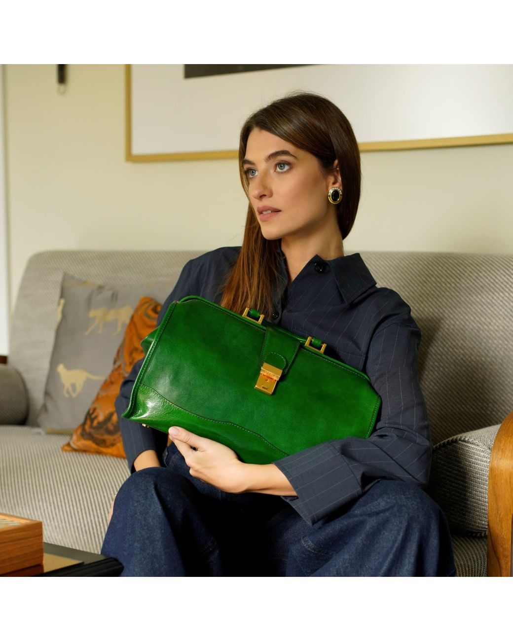 Time Resistance Green Small Leather Doctor Bag For