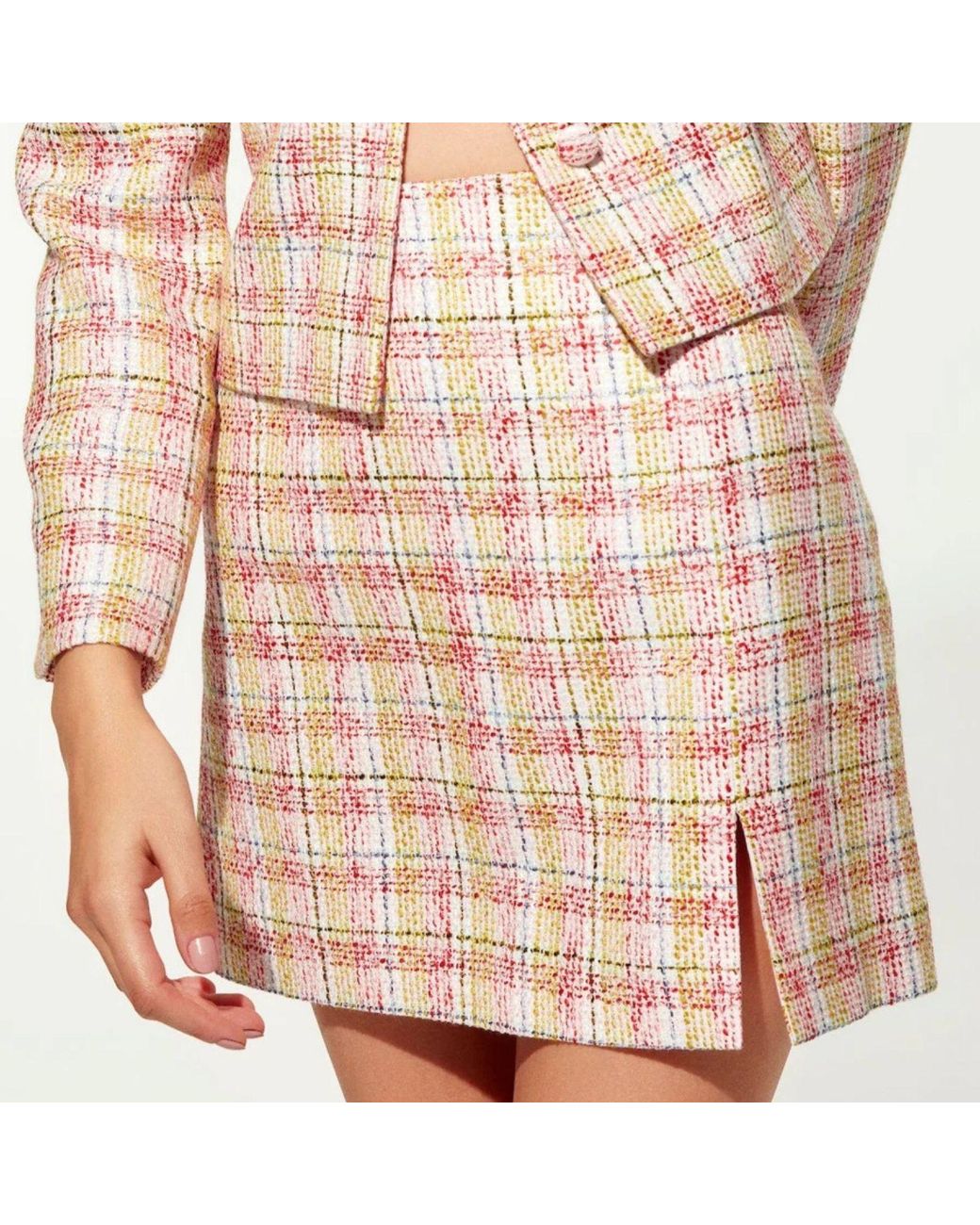 NAZLI CEREN Multicolor Vance Cotton Tweed A-Line Skirt