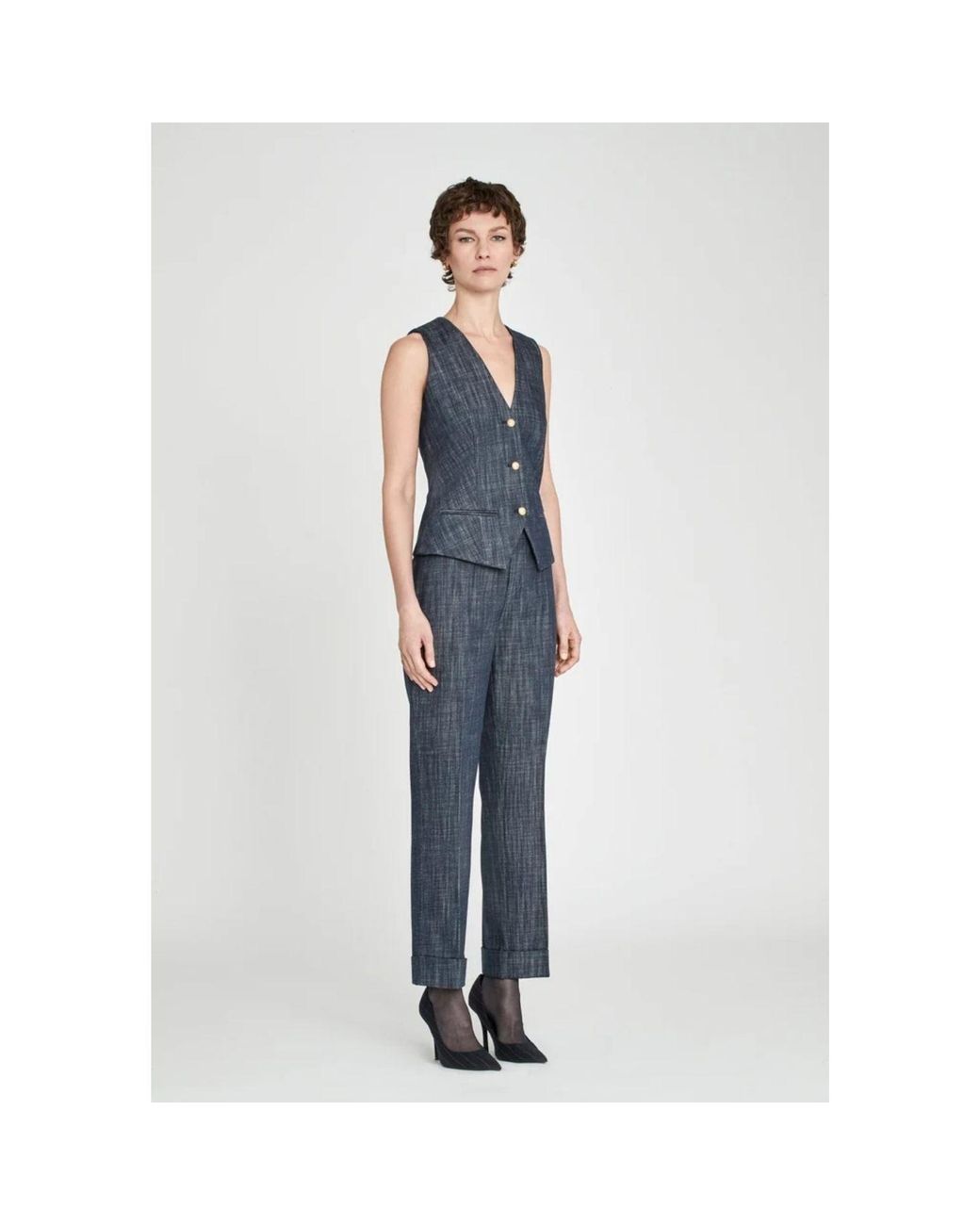The Extreme Collection Blue Fitted Denim Vest