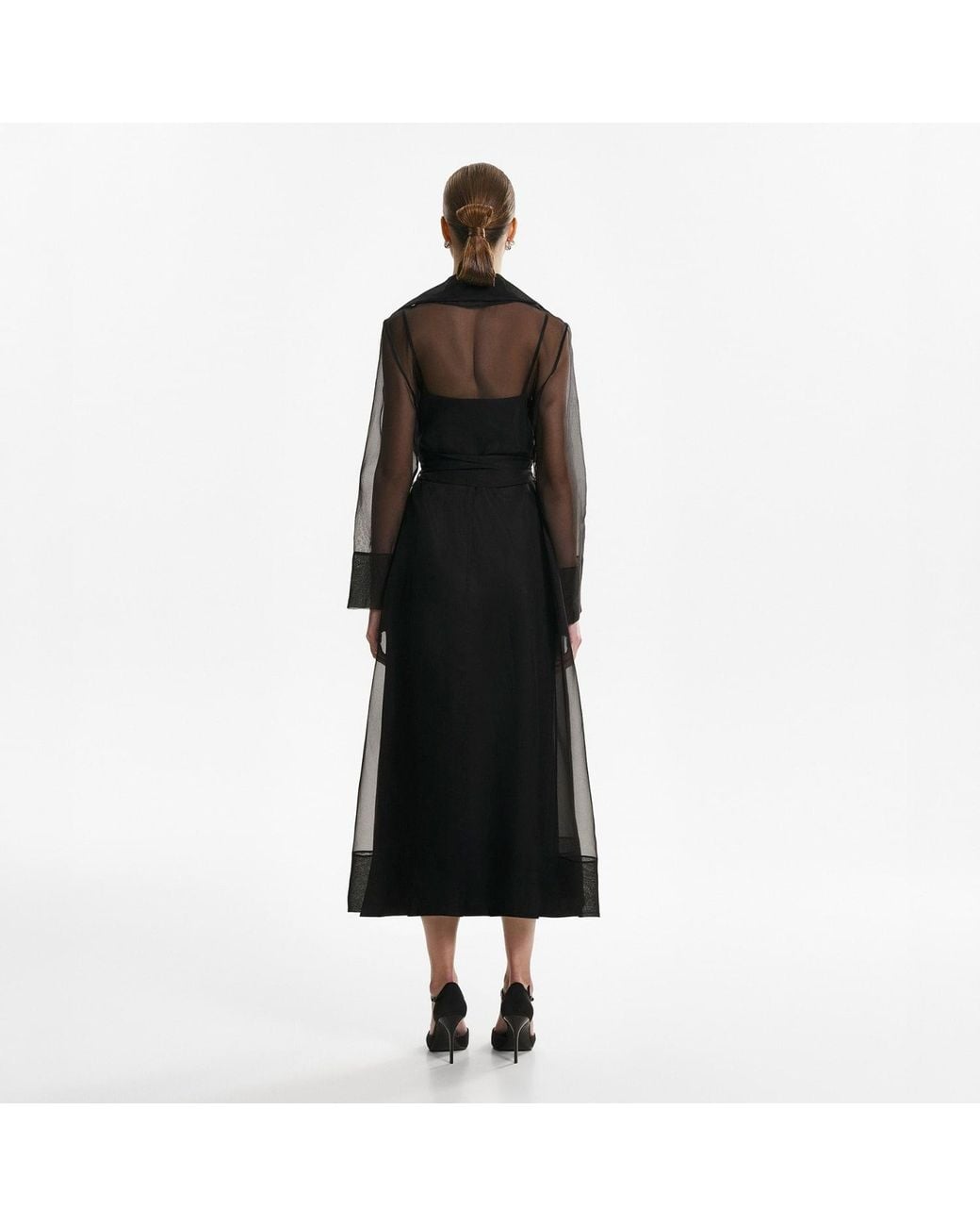 Lita Couture Black See Through Organza Trench Dress