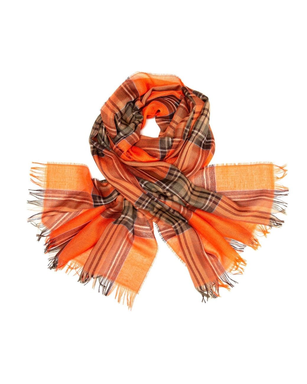 Kinalba Orange Weekender Stewart Cashmere & Silk Scarf