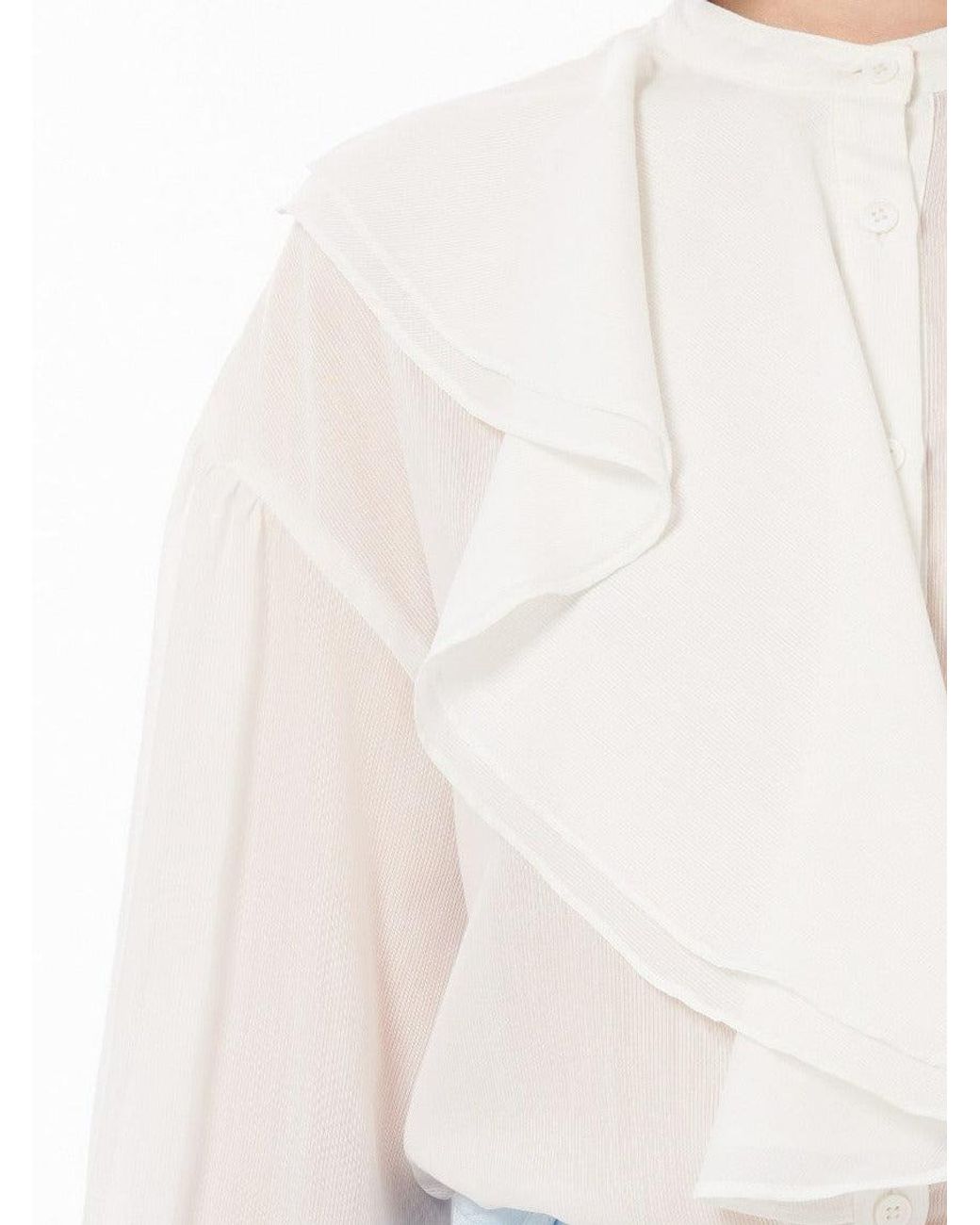 Sour Figs White Asymmetrical Ruffle Shirt