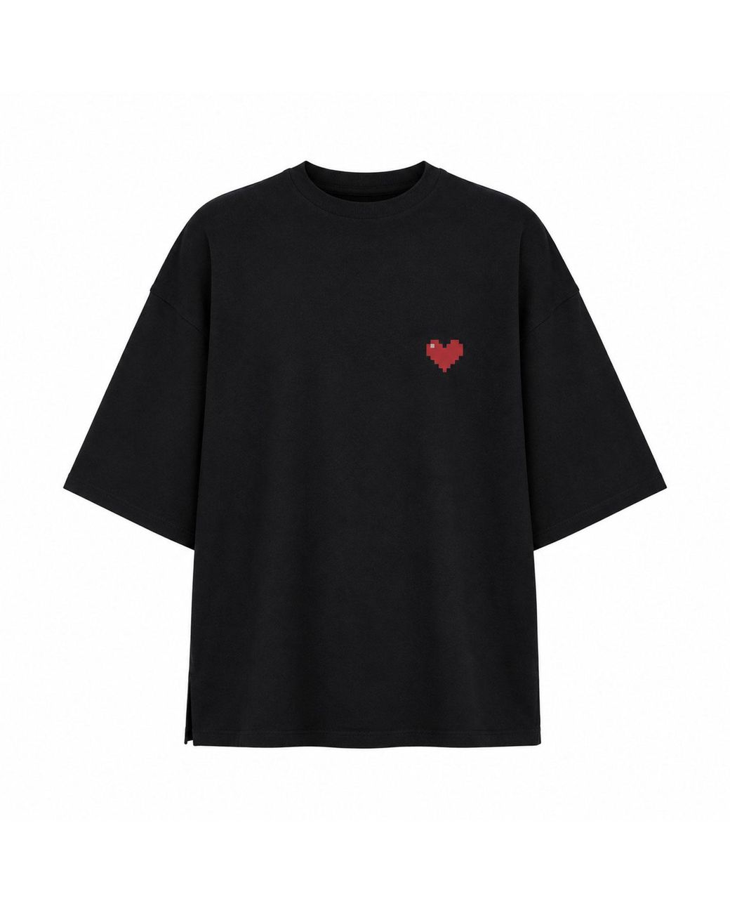 mysimplicated Black Oversized T-Shirt With Heart Logo for men