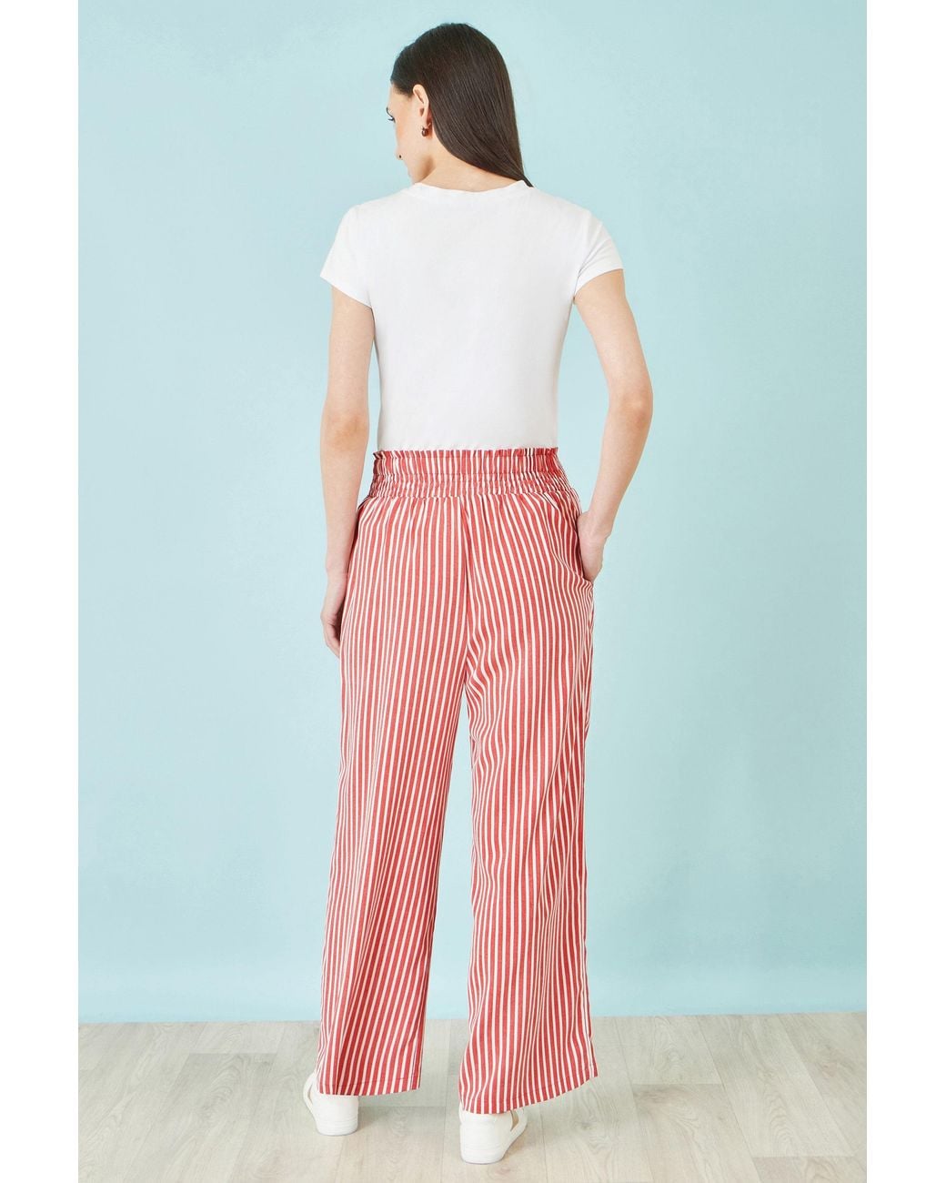 Yumi' Pink Stripe Relaxed Trousers