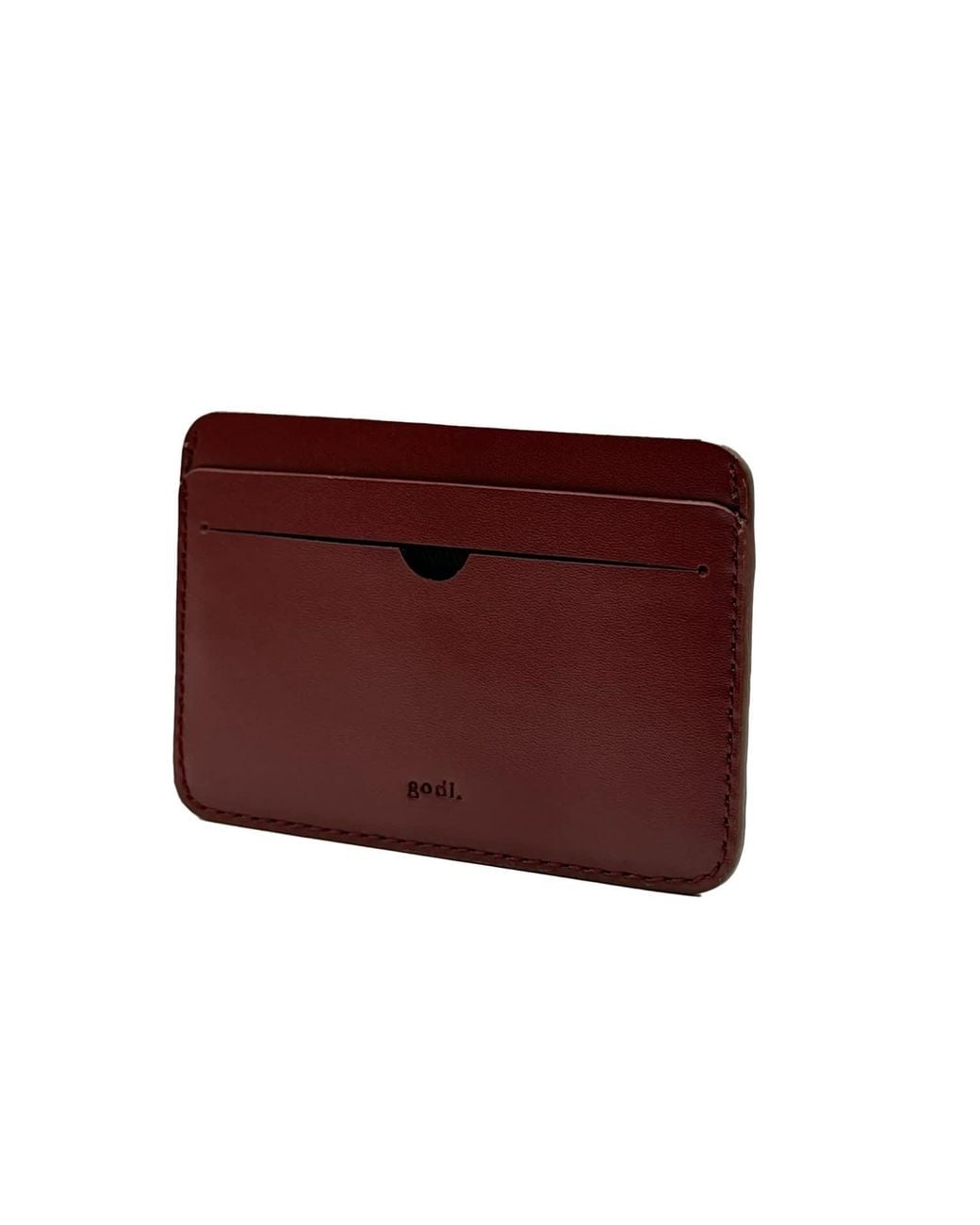 godi. Red Handmade Full Grain Cow Leather Cardholder for men