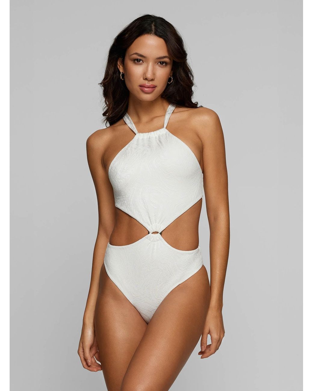 Baíah White Sirena Halter Swimsuit
