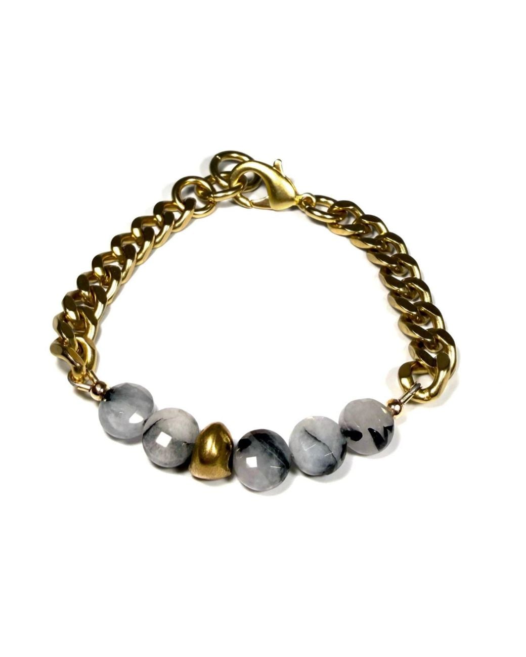 Rachel Nathan Metallic Remix: Rutilated Quartz & Brass Stone Bracelet