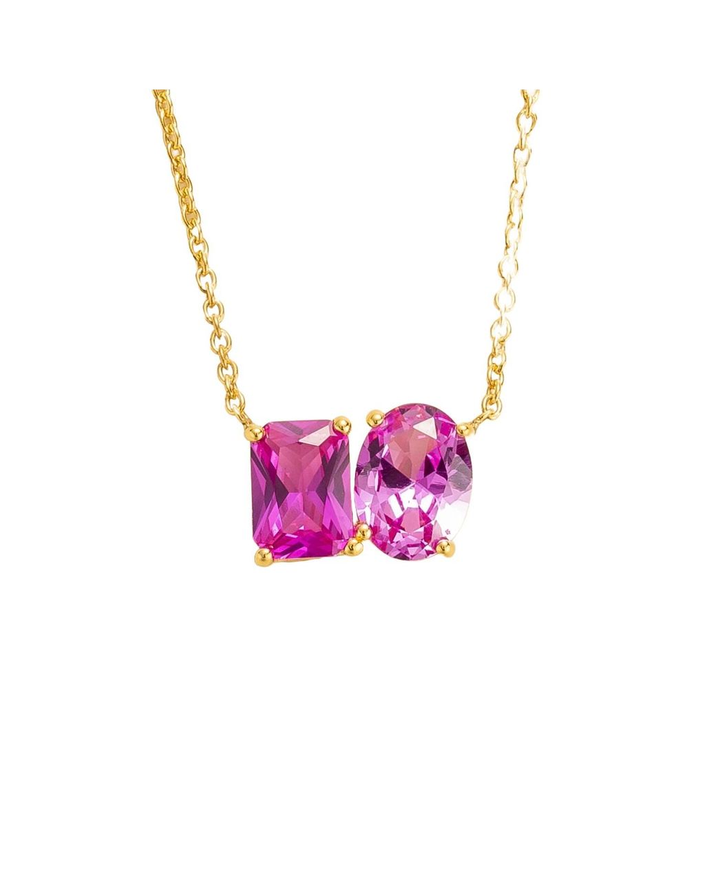 Juvetti Pink Buchon Necklace Set With Sapphire