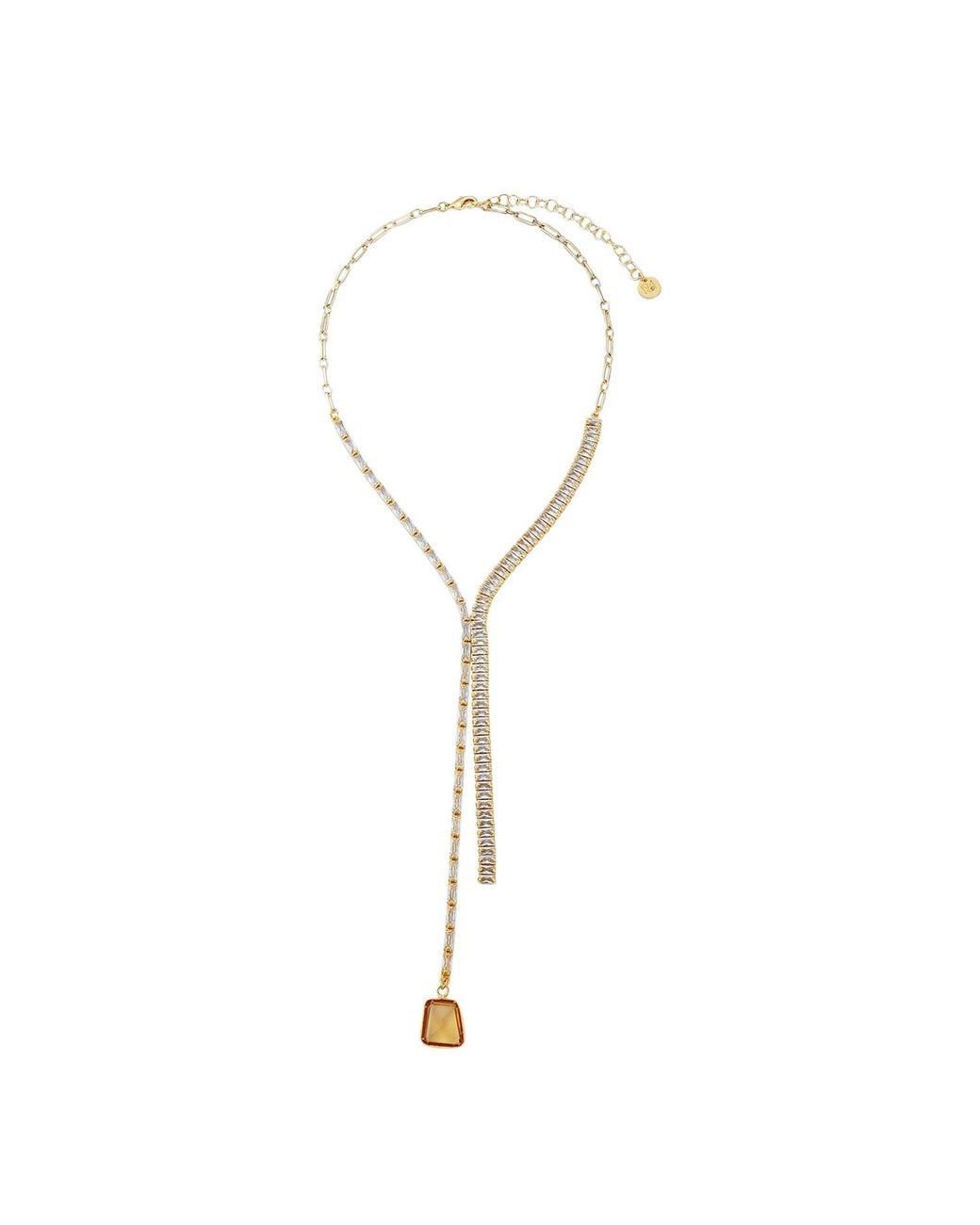 Rare Matters Jewelry Metallic Neutrals Golden Hour Clear Lariat Necklace