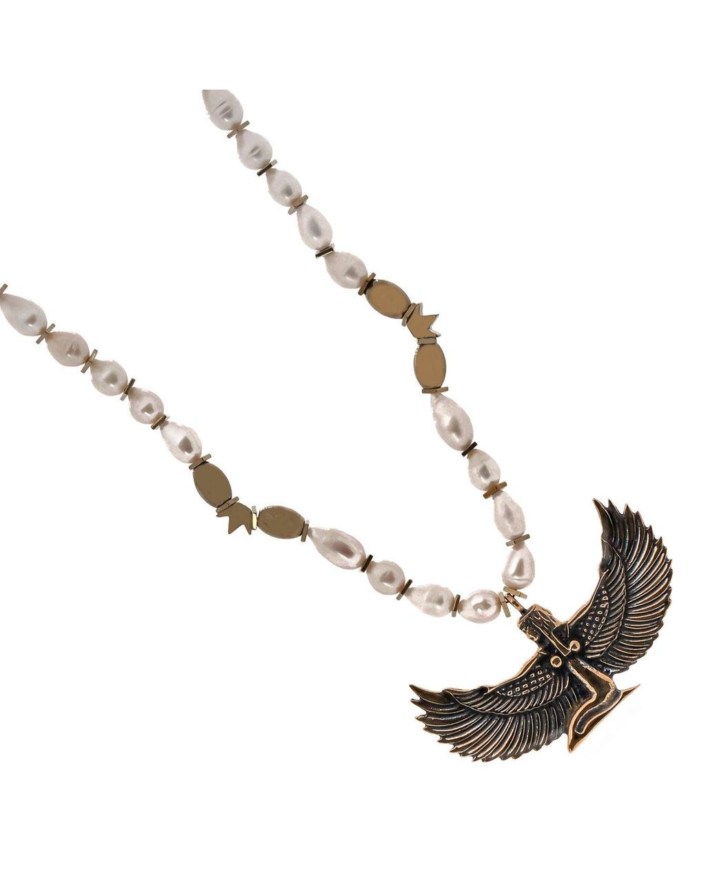 Ebru Jewelry Multicolor Teardrop Pearl Magical Goddess Isis Pendant Beaded Necklace
