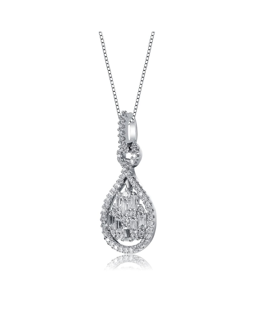 Genevive Jewelry Metallic Rachel Glauber Plated With Cubic Zirconia Door Knocker Love Knot Pendant Necklace