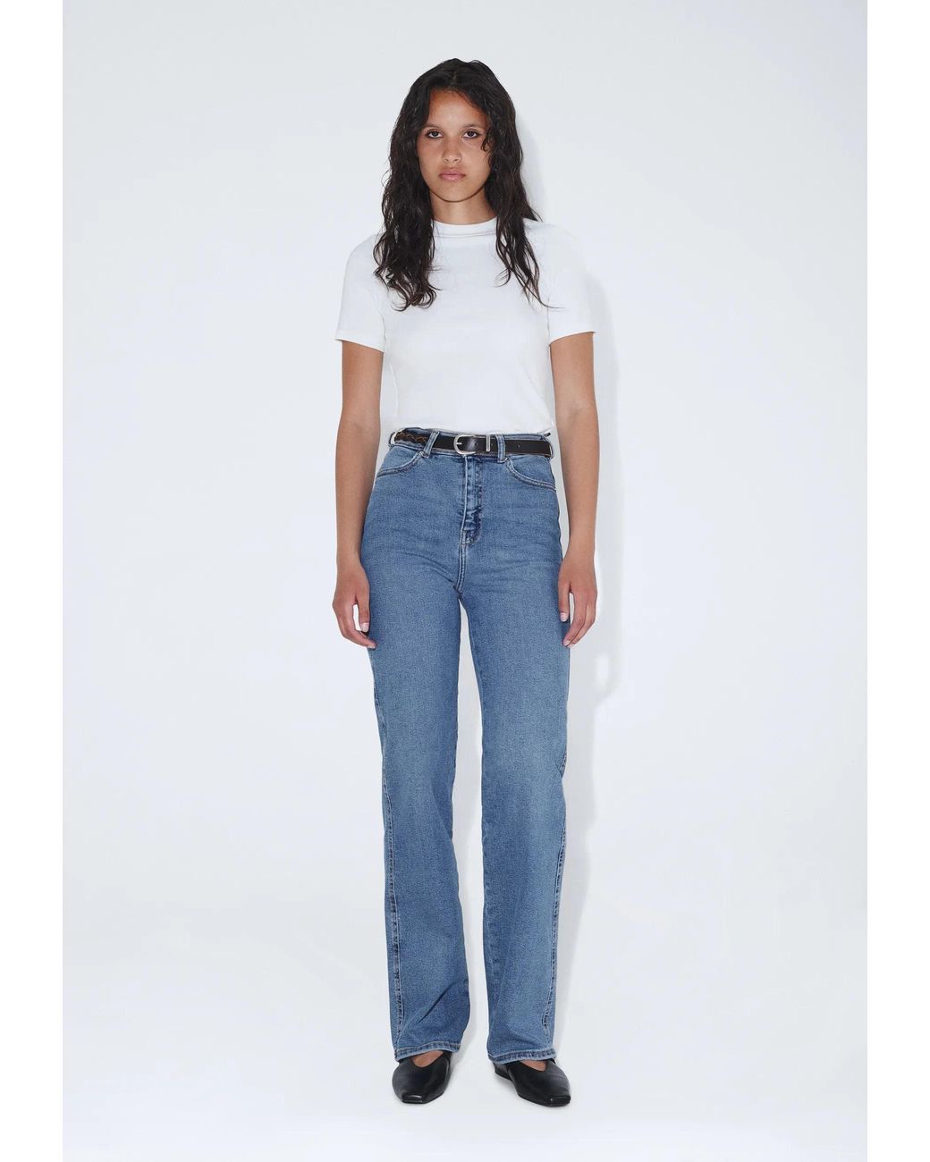 Dr. Denim Blue Moxy High Straight- Cape Sky Worn Hem