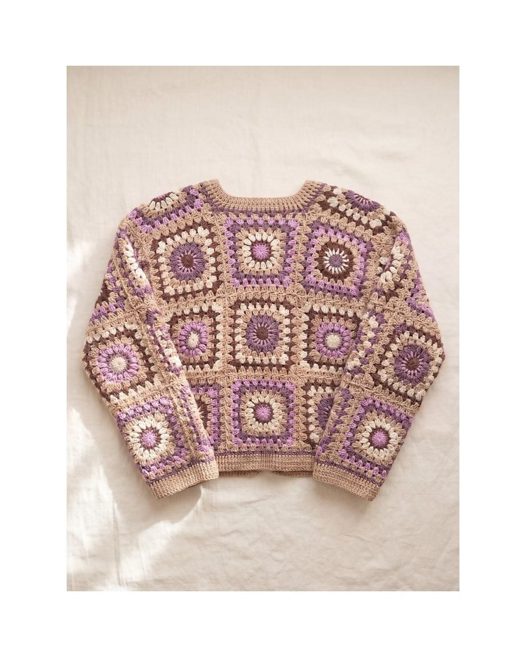 Ana Chic Pink Lilac Sunburst Handmade Crochet Cardigan