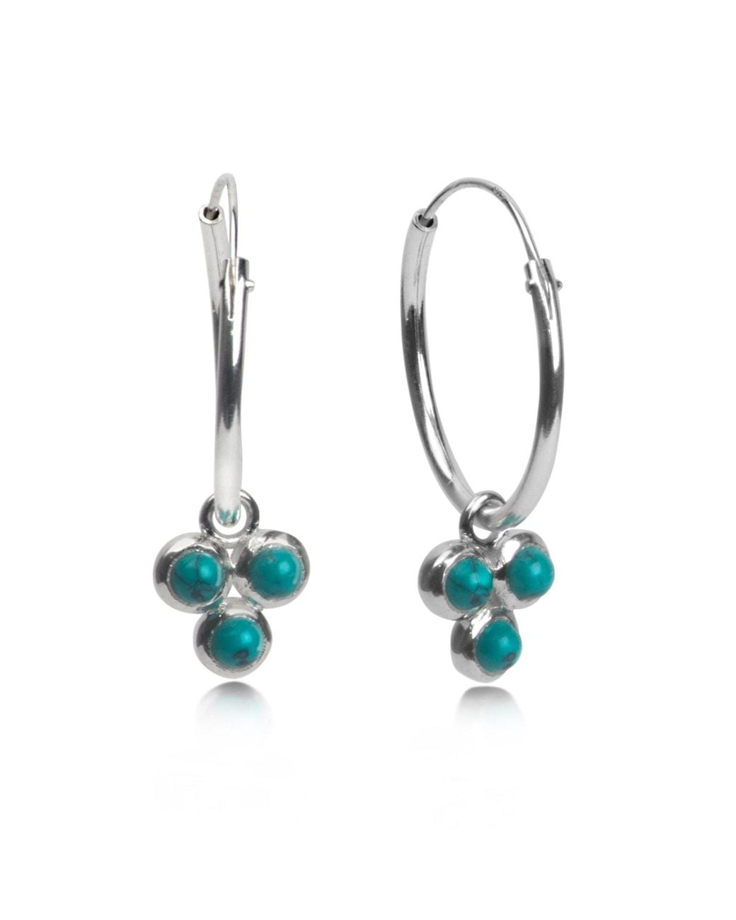 The Jewellery Store London Blue Hoop Earrings With Trilogy Charm