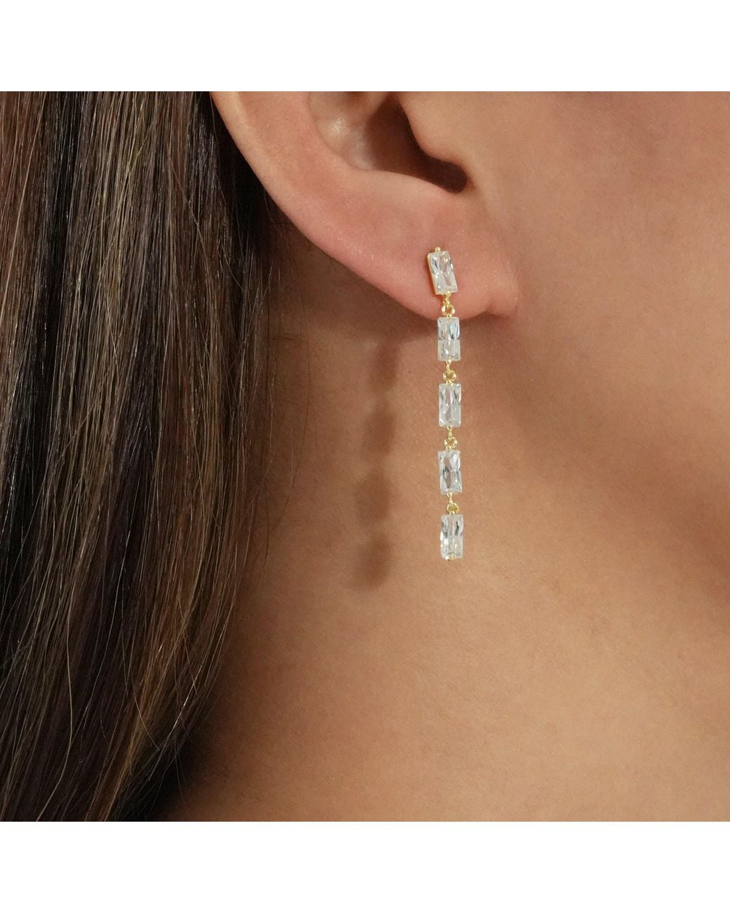 Argento Vivo White The Baguette Drop Earring