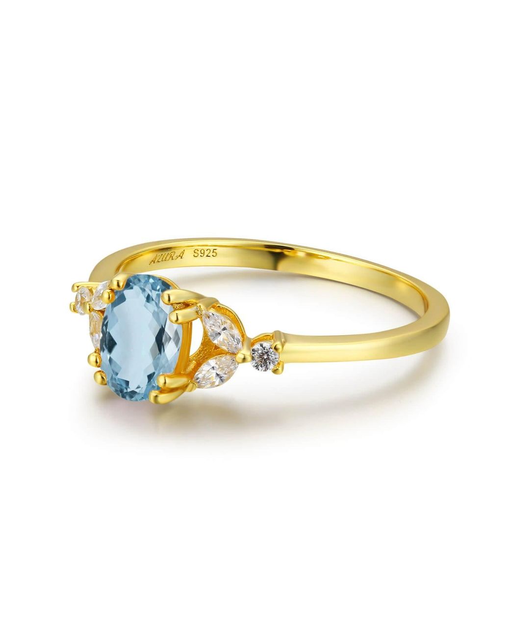 Azura Jewelry New York Metallic Stellar Aquamarine Ring Solid