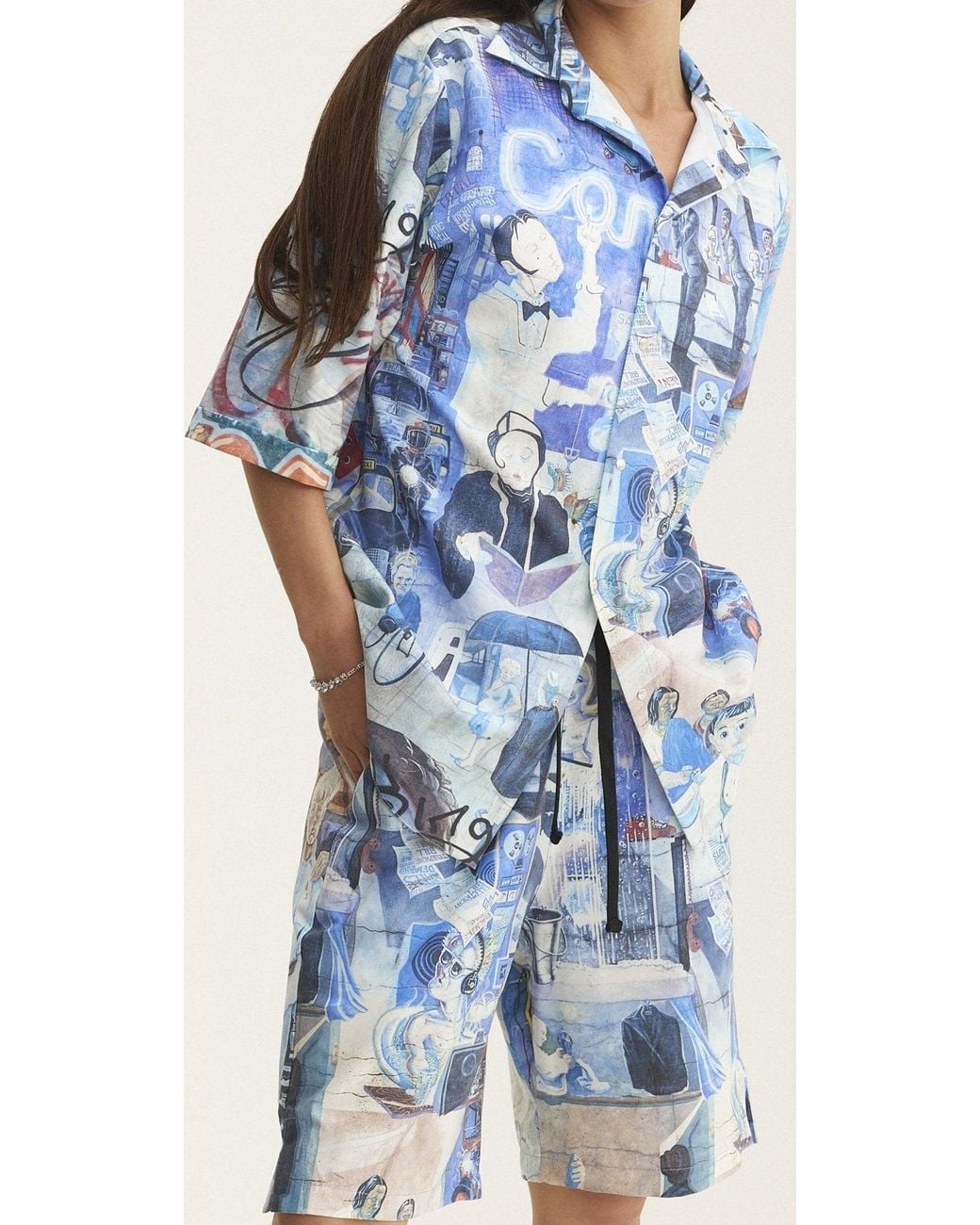 mysimplicated Blue Short Sleeve Shirt And Bermuda Set