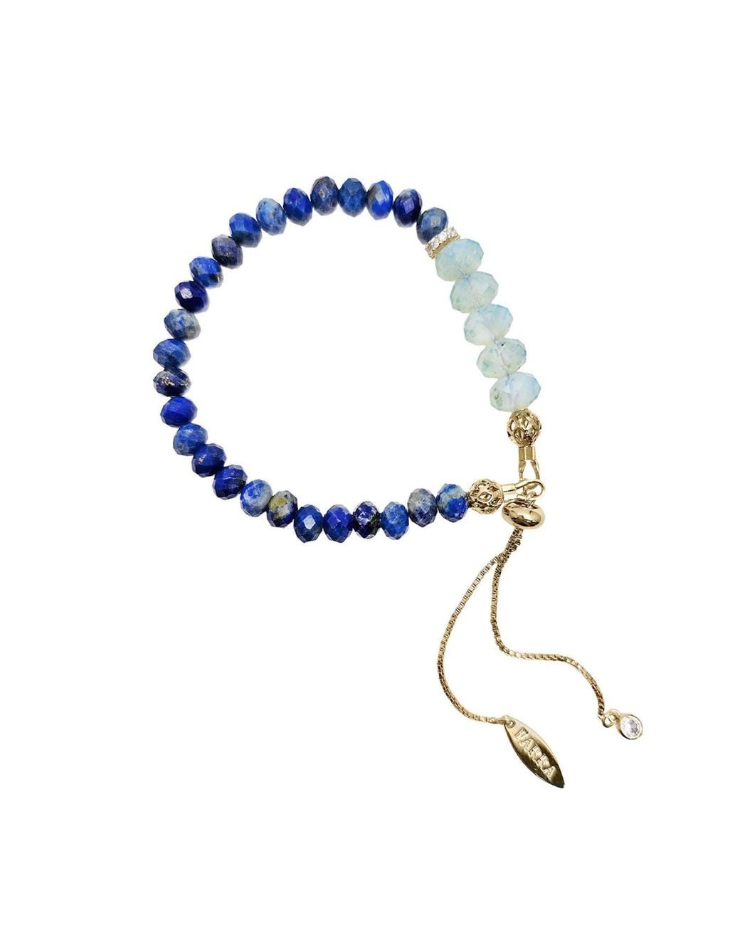 Farra Blue Natural Lapis With Opal Adjustable Bracelet