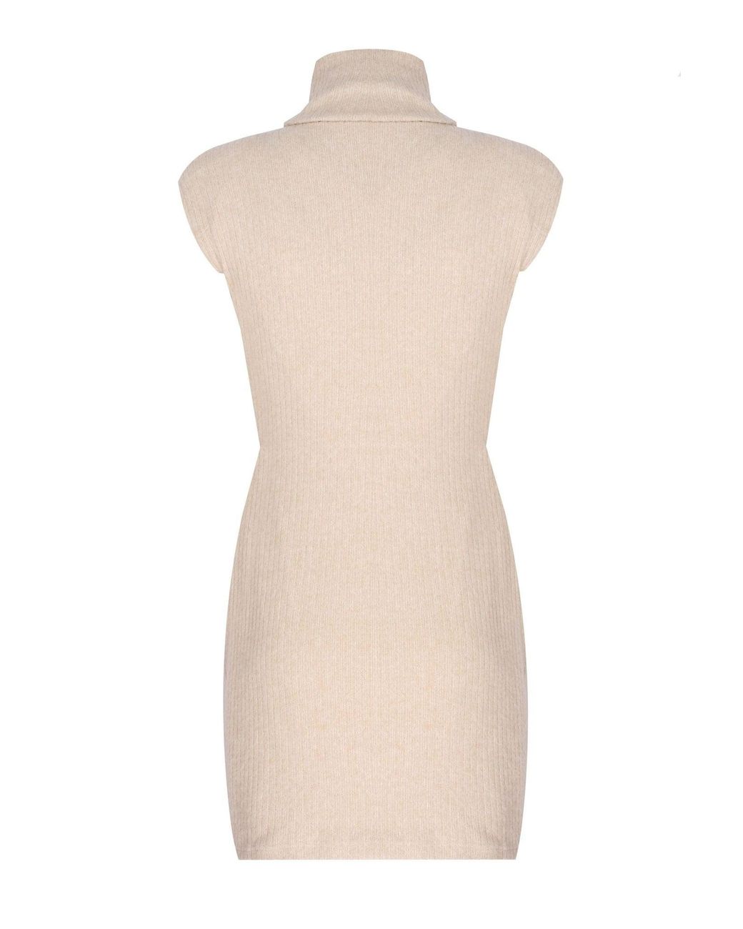 No'design White Neutrals Knit Mini Dress With Rose Detail Ecru